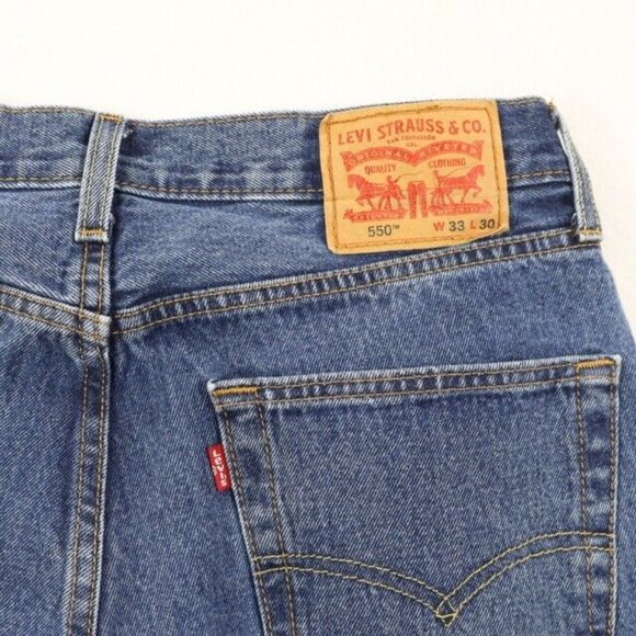 Levis 550 Jeans Mens 33x30 (Fits 32x28.5) Blue Relaxed Tapered Denim - Picture 6 of 8